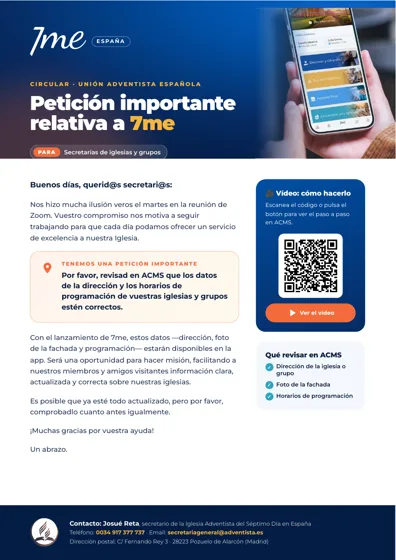 Circular: petición importante relativa a 7me