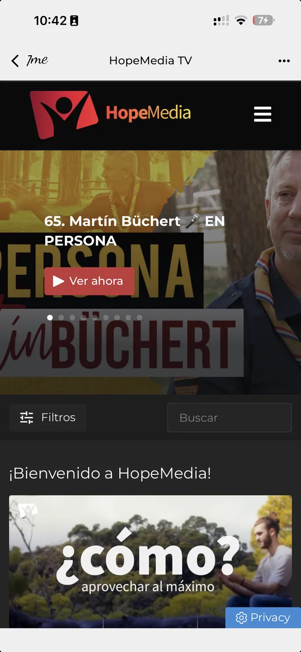 Pantalla de 7me: hopemedia