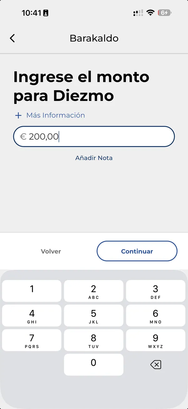 Pantalla de 7me: monto